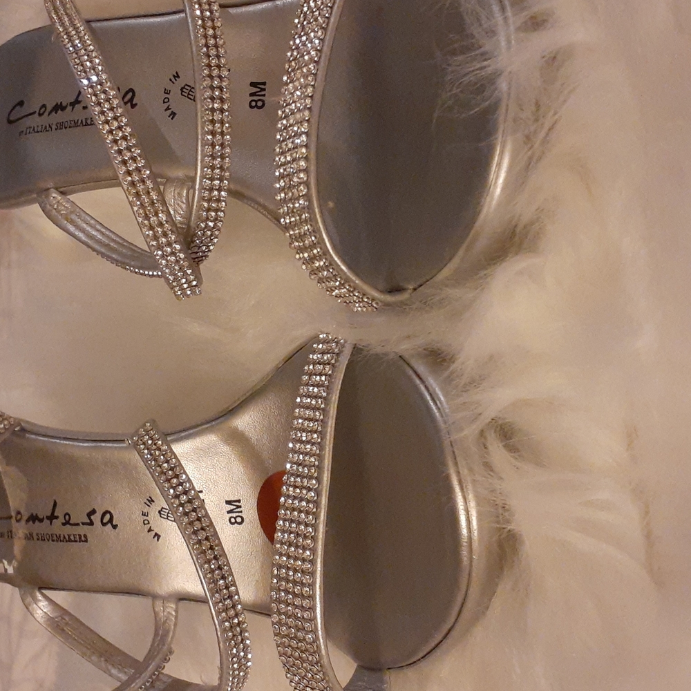 Silver Rhinestone Dress Sandals - Picture 2 of 6